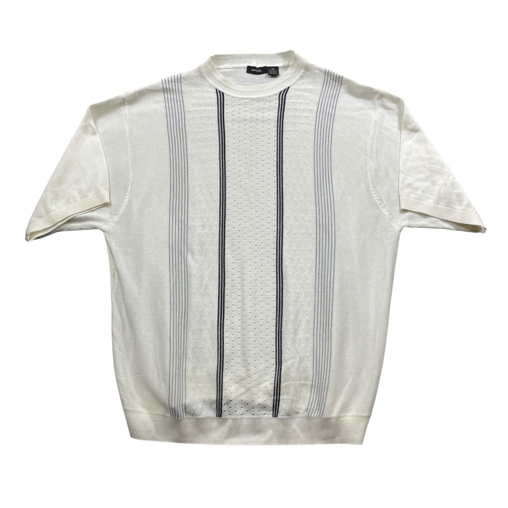 Gachu 3XL Ivory‎ Sweater Vintage Short Sleeve 100% Acrylic